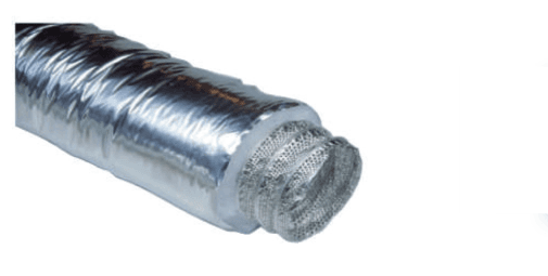 Tubo flessibile antirumore in alluminio microforato con spirale in acciaio armonico e rivestimento termoisolante