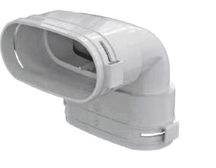 Render del gomito verticale per condotto ovale 117x52 in polipropilene