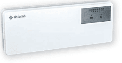 Render della centralina di comando Sistema Italia a 8 zone, 230V, in ABS bianco con display frontale e indicatori LED