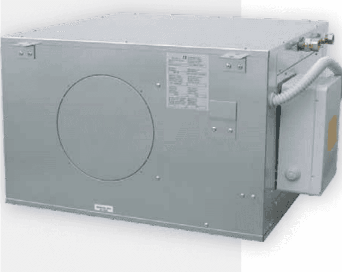 Deumidificatore canalizzabile Sistema MD 200-400, unita in lamiera zincata con quadro elettrico e attacchi idraulici laterali