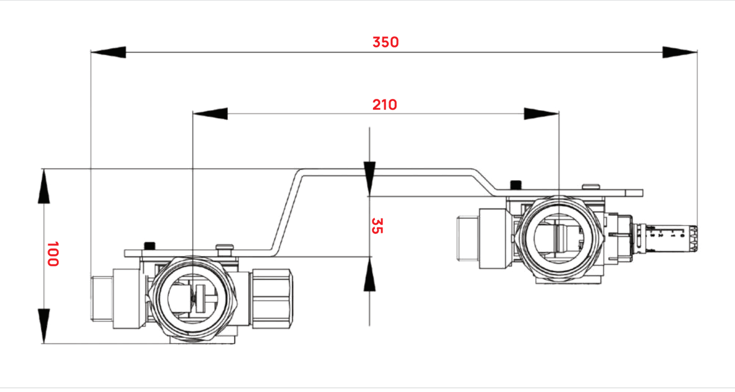 Disegno quotato del collettore modulare — vista laterale