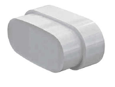 Render del tappo per condotto ovale in polipropilene, forma ovale con bordo di battuta