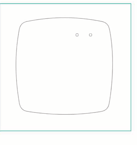Render del Gateway ZigBee cablato, corpo quadrato con due indicatori LED sul lato superiore