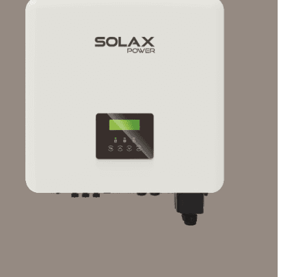 Render dell'inverter trifase ibrido SolaX X3-Hybrid G4 da 10,0 kW, corpo bianco con display frontale
