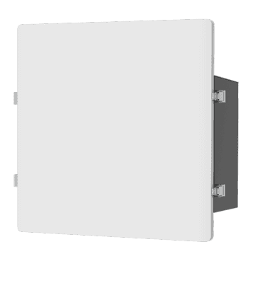 Render del quadro di collegamento X3-Matebox Advanced trifase, corpo bianco con staffa di montaggio a parete