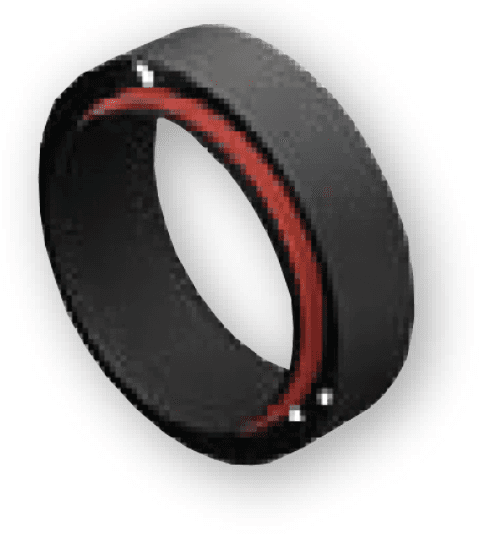 Manicotto EPDM slim: raccordo nero con guarnizioni rosse su entrambi i lati per la connessione a pressione dei condotti slim