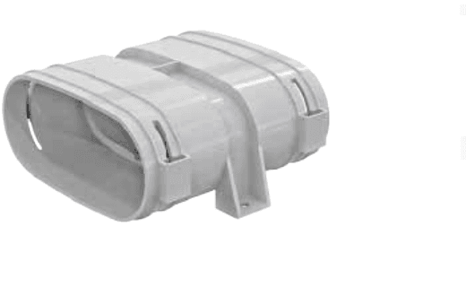 Manicotto ovale 117x52 in polipropilene per il giunto dei condotti d'aria, vista tridimensionale