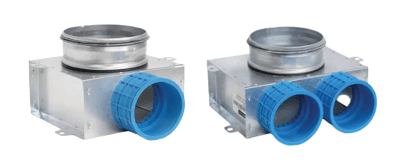 Plenum corto in acciaio zincato nelle versioni a 1 e a 2 raccordi flessibili DN125