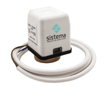 Servomotore elettrotermico 230V Sistema, normalmente chiuso, con cavo di alimentazione e anello di bloccaggio filettato