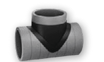 Raccordo a T (tee) in EPS per condotto slim, corpo in polistirene espanso arricchito con grafite di colore grigio con giunzione centrale nera